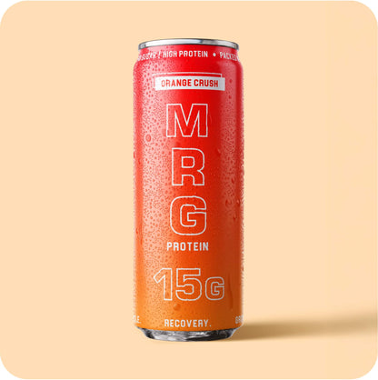 Front of MRG Protein Orange Crush carbonated protein drink can
